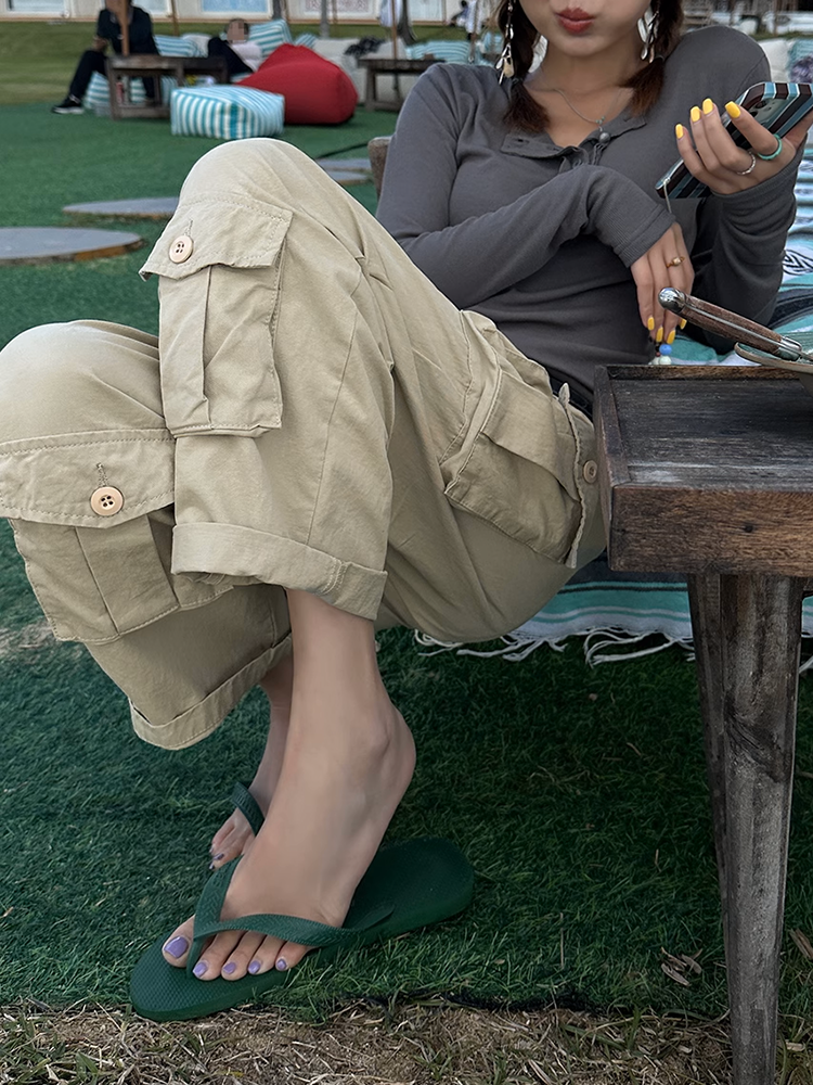クロップドコットンカーゴパンツ
