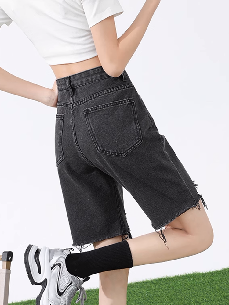ローエッジダメージデニムショートパンツ