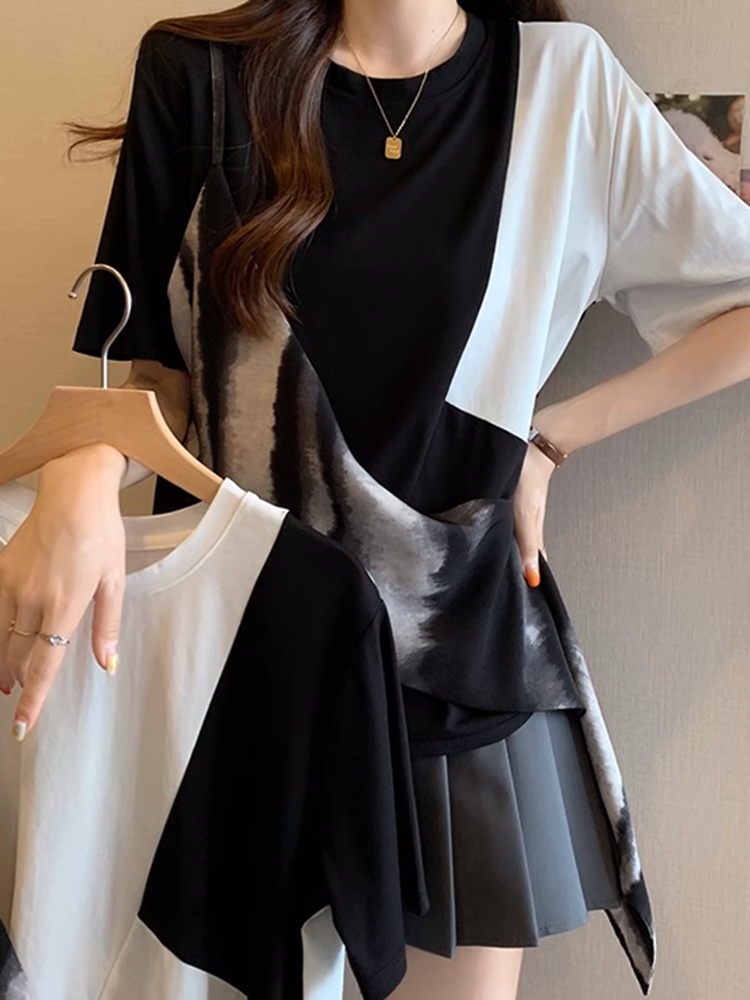 アシンメトリーブロックTシャツ