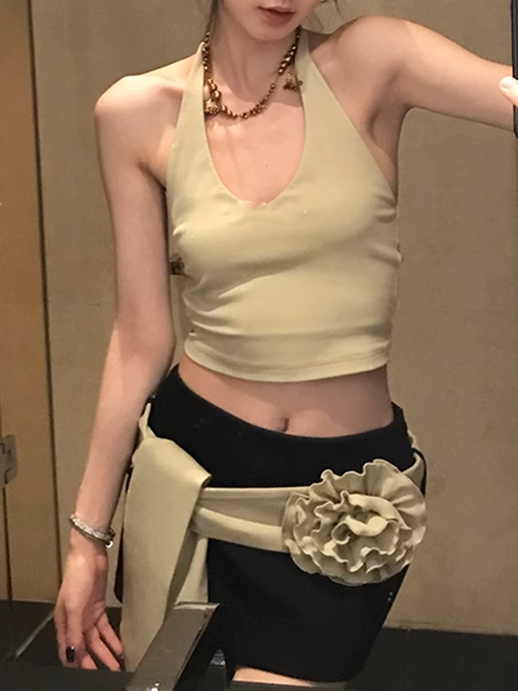 フラワーベルトミニスカート