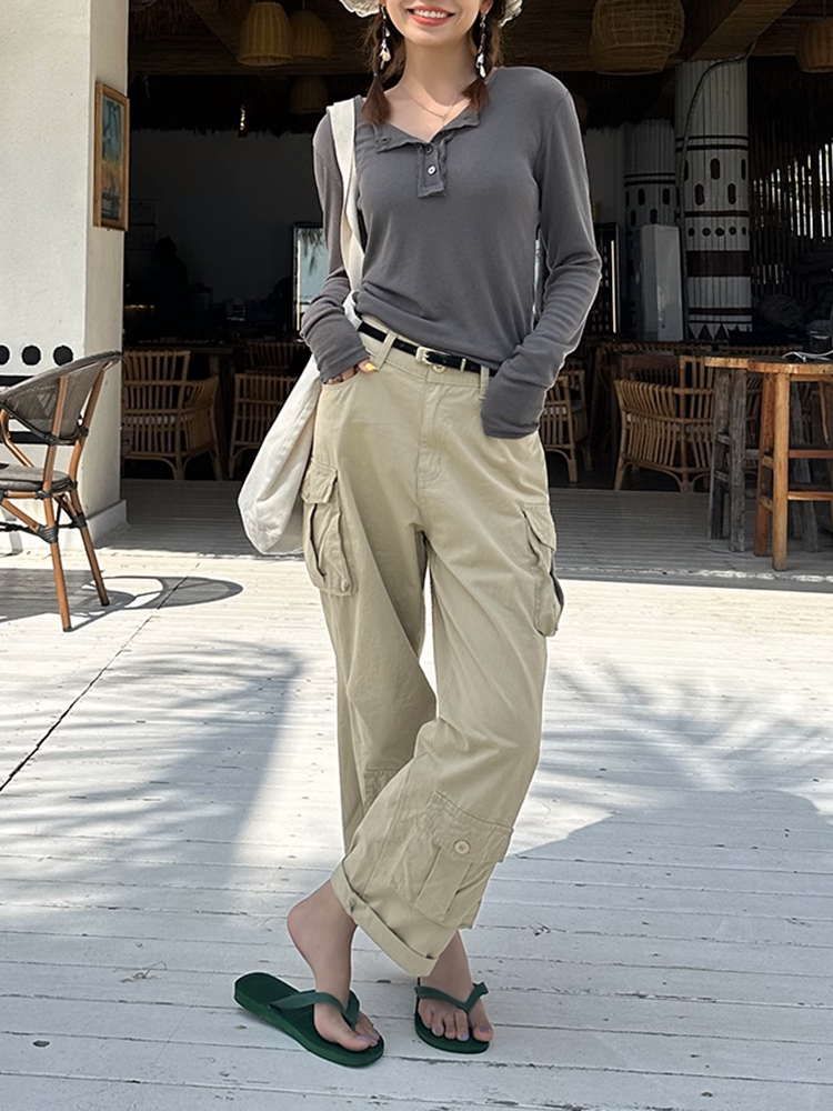 クロップドコットンカーゴパンツ