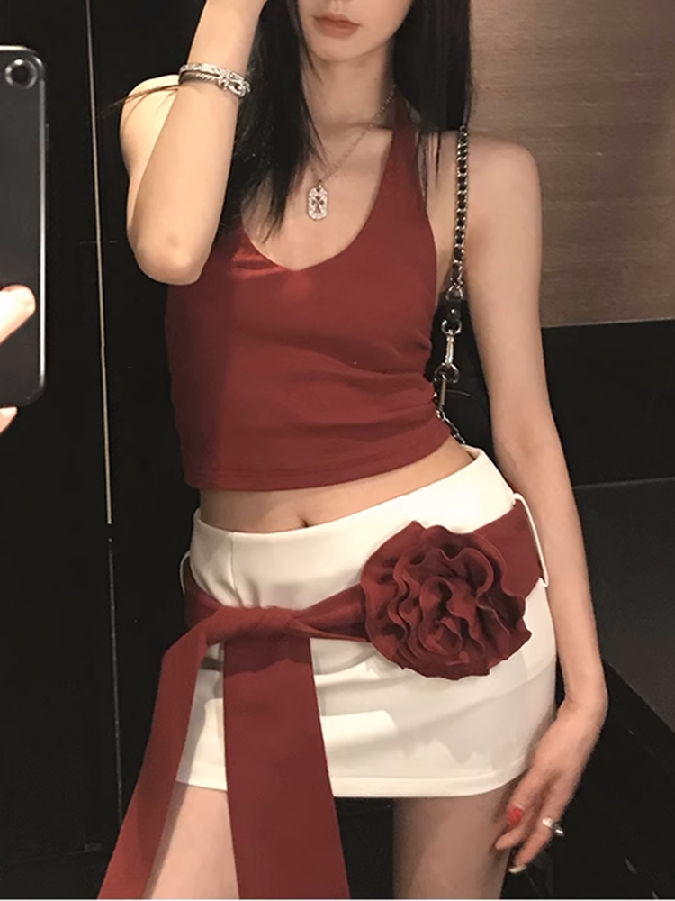 フラワーベルトミニスカート