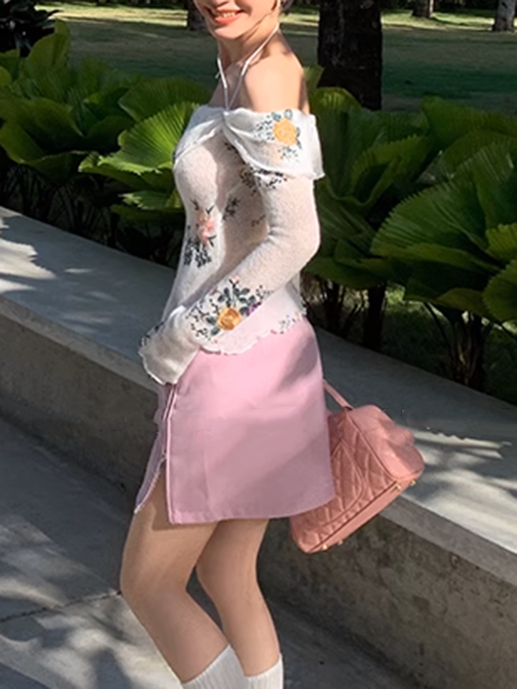 スリムエンブロイダートップス