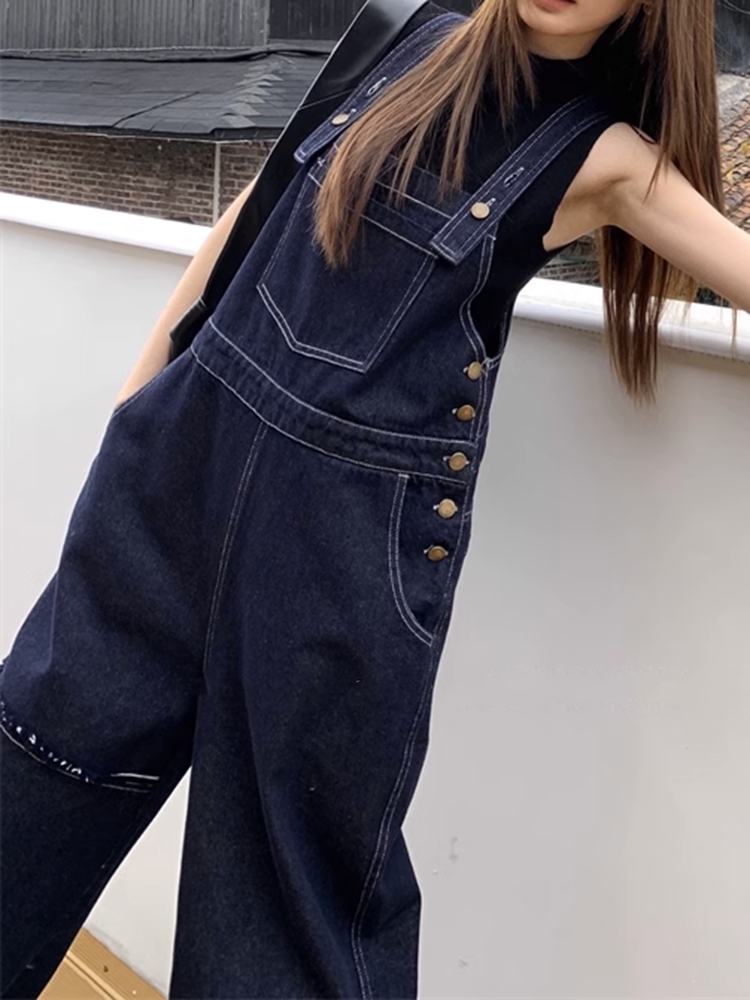 ワイドレッグデニムサロペット