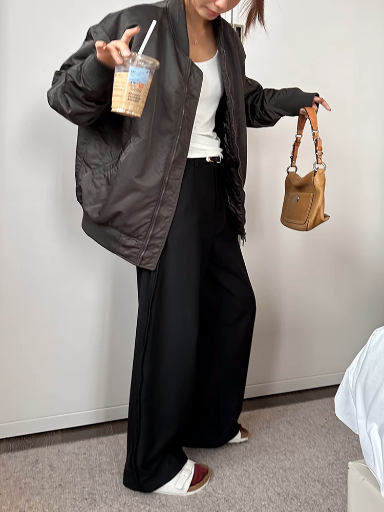サイドプリーツワイドレッグパンツ
