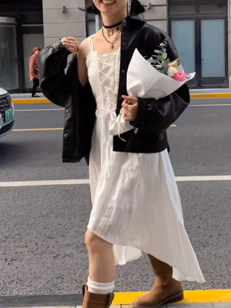 アシンメトリースリムフィットワンピース