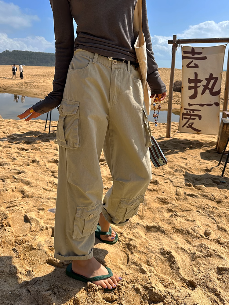 クロップドコットンカーゴパンツ