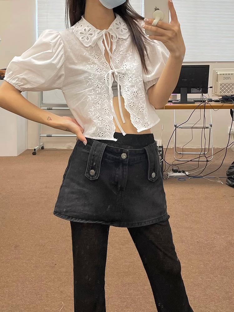 パフスリーブストラップトップス