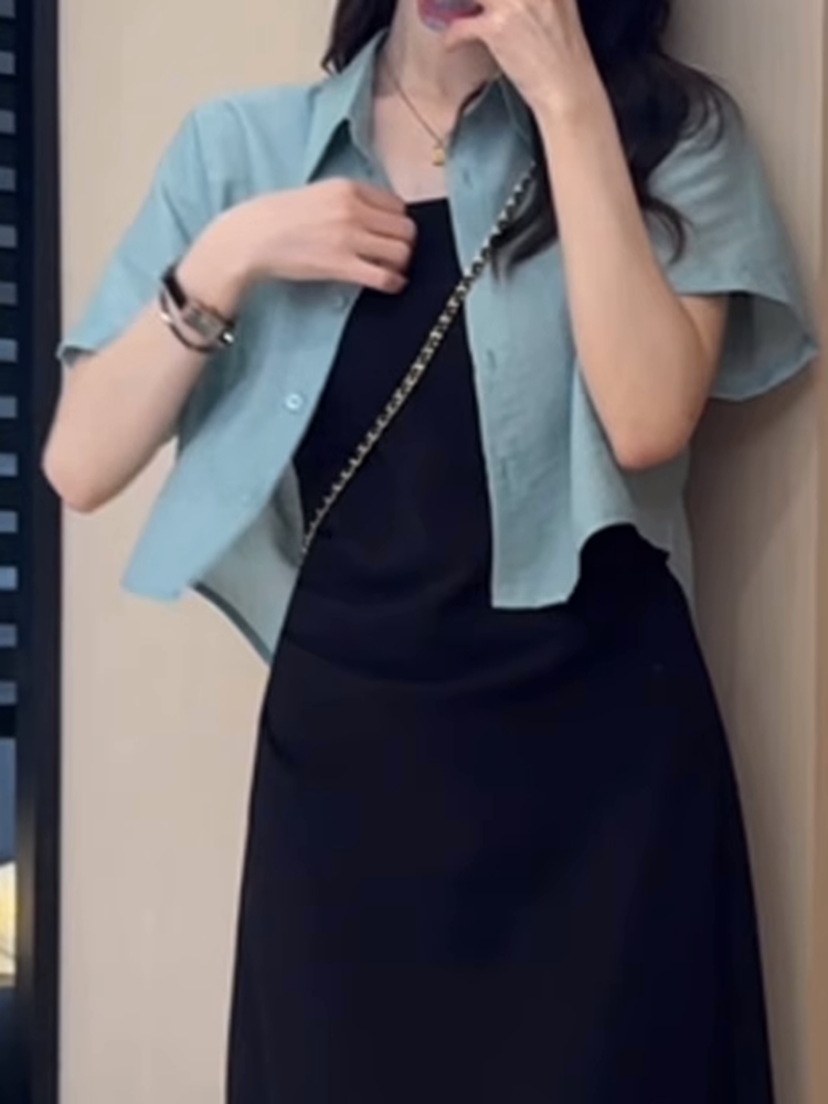 バックスリットショートシャツ