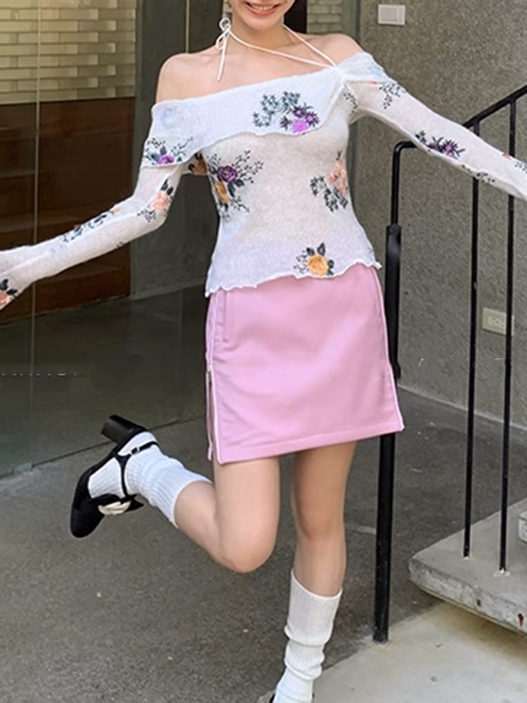 スリムエンブロイダートップス