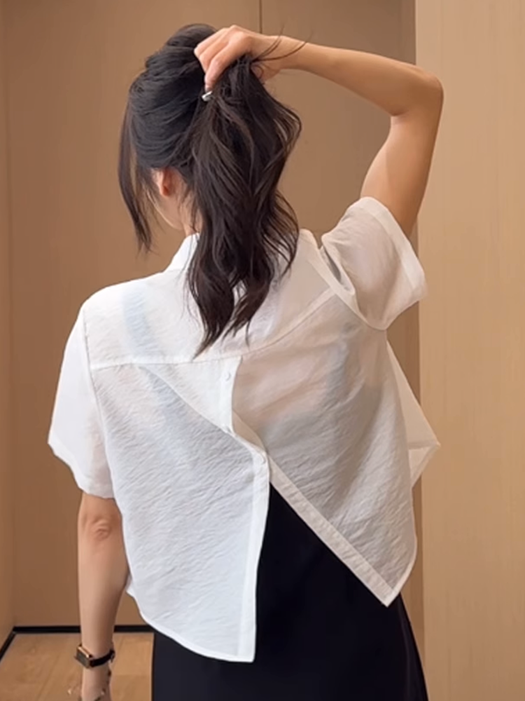 バックスリットショートシャツ