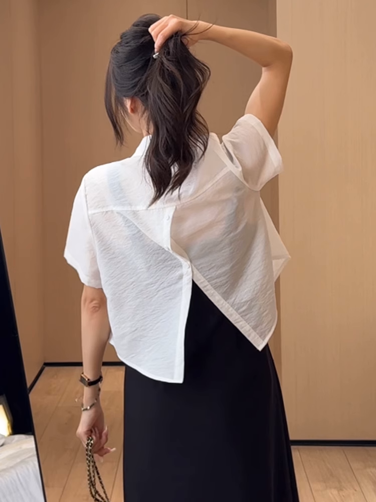 バックスリットショートシャツ