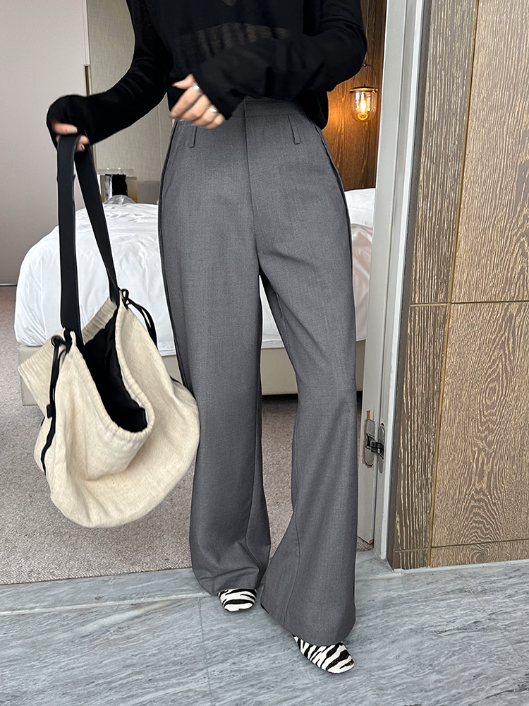 サイドプリーツワイドレッグパンツ