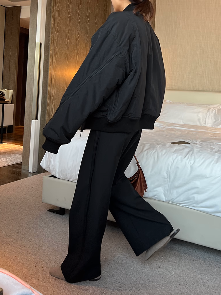 サイドプリーツワイドレッグパンツ