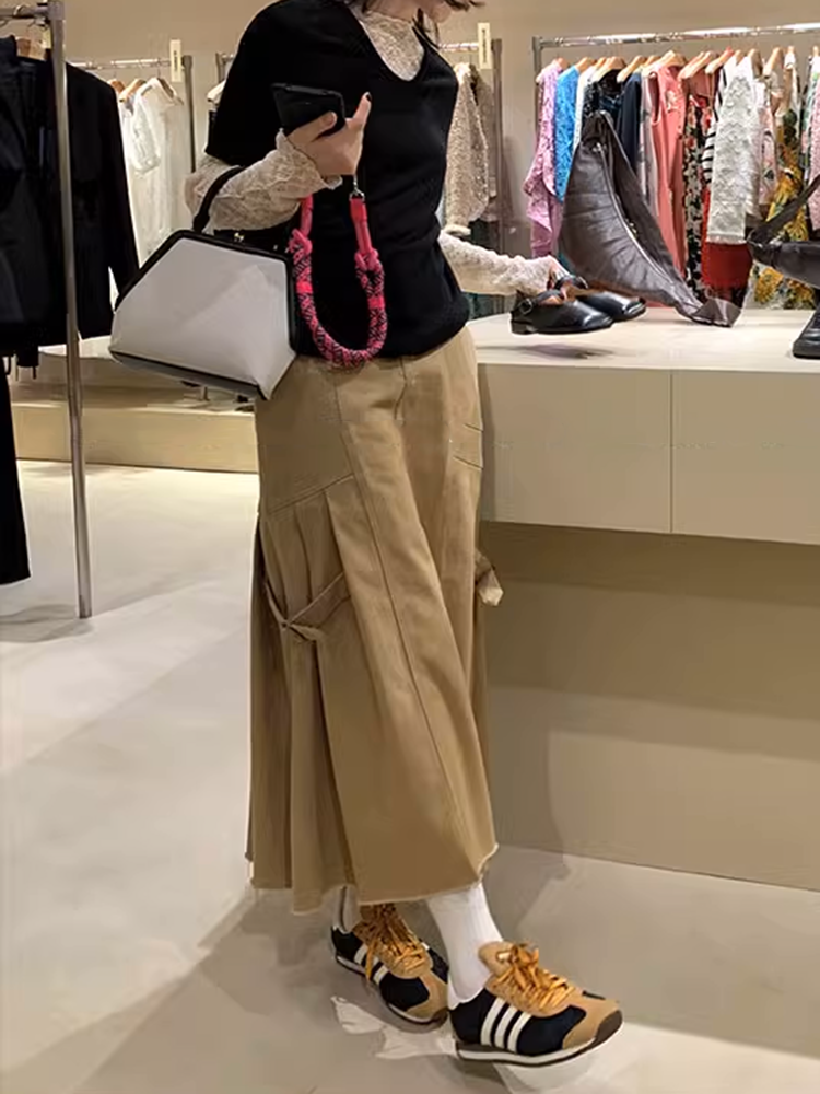 サイドプリーツデニムスカート
