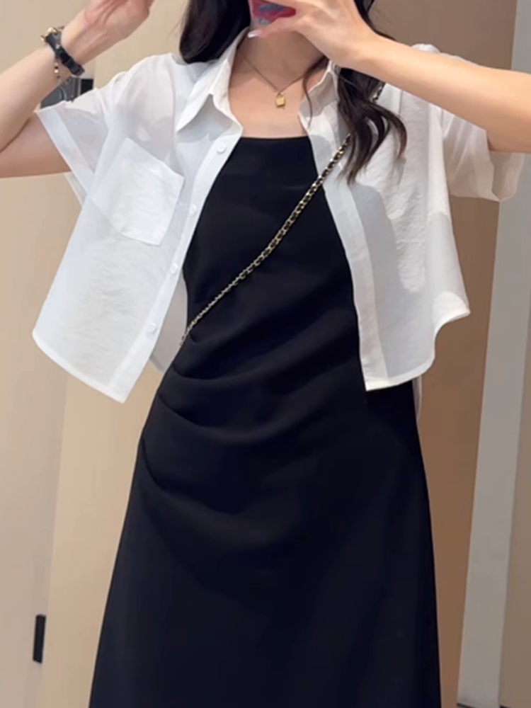 バックスリットショートシャツ