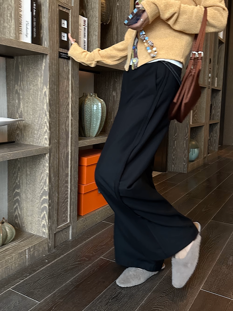 サイドプリーツワイドレッグパンツ