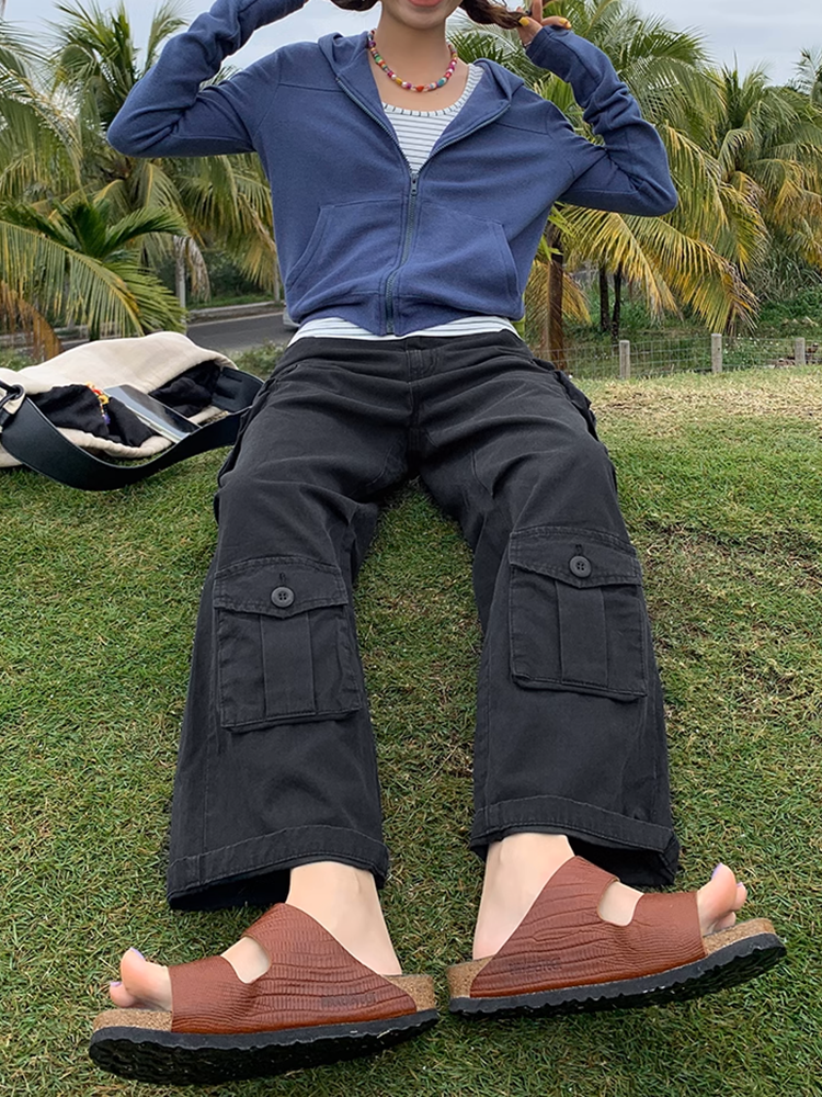 クロップドコットンカーゴパンツ