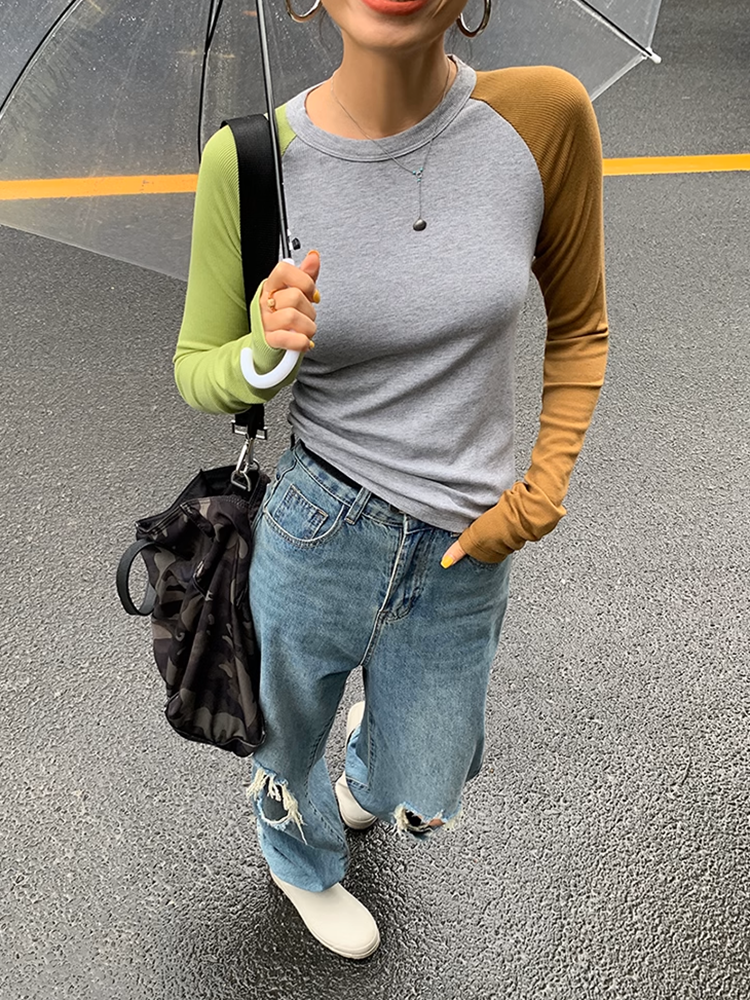 カラースイッチングラグランスリーブシャツ