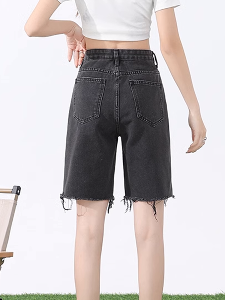 ローエッジダメージデニムショートパンツ
