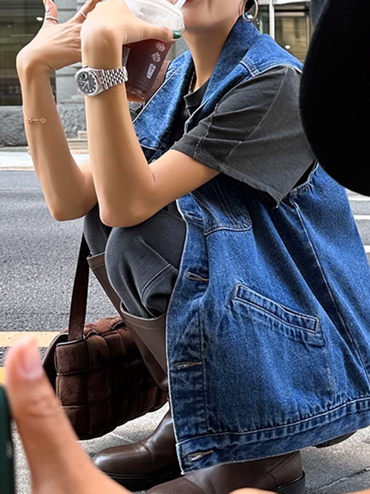 ジップポケットデニムベスト