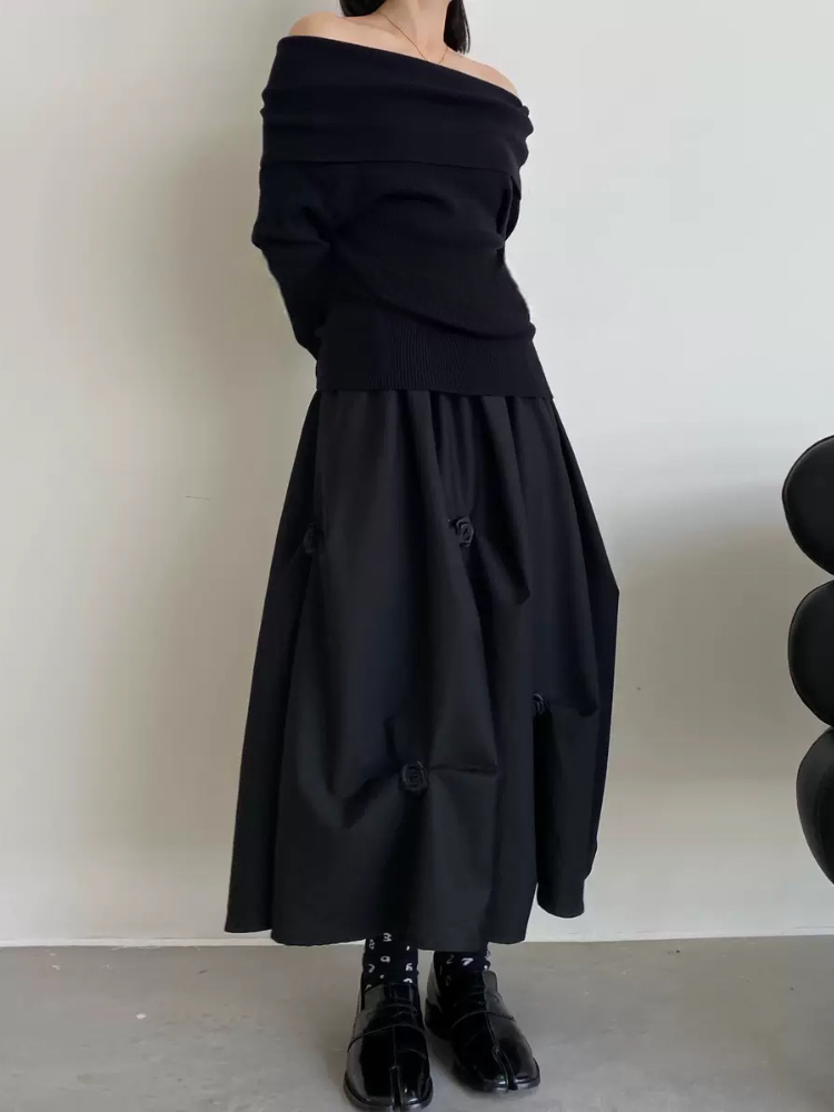 オフショルスリムフィットニット