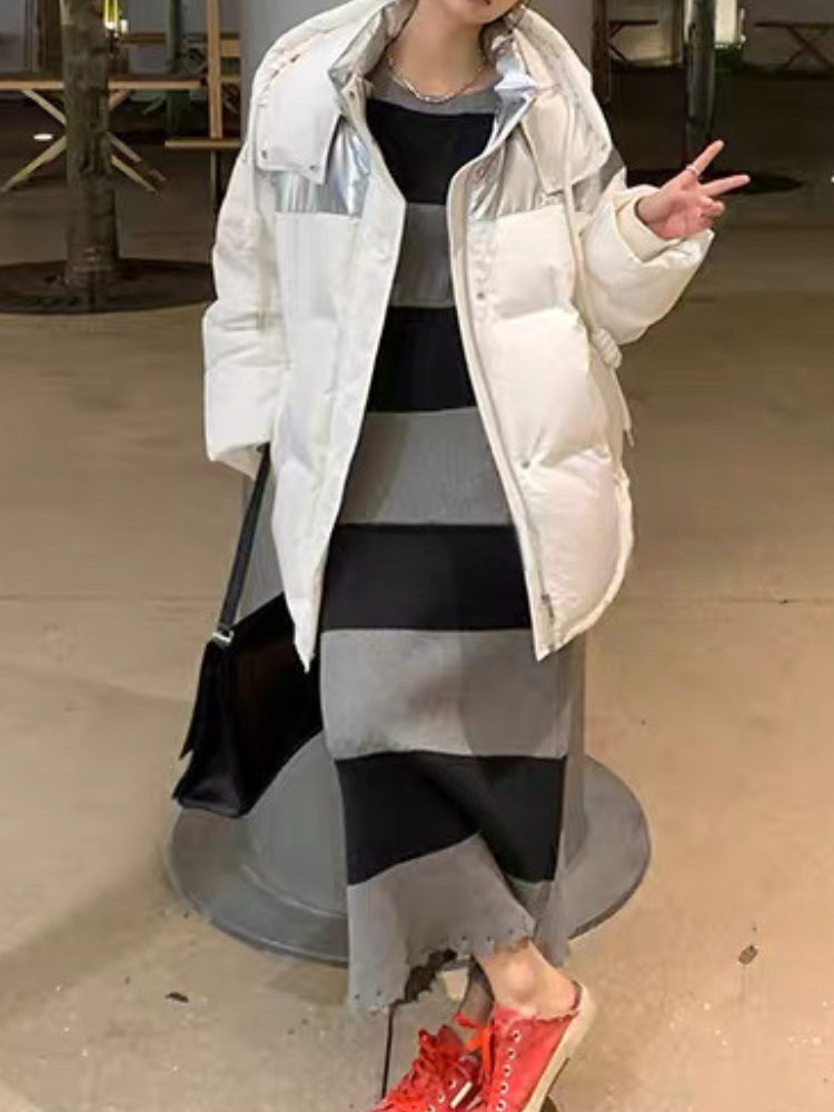 ダメージヘムストライプロングワンピース