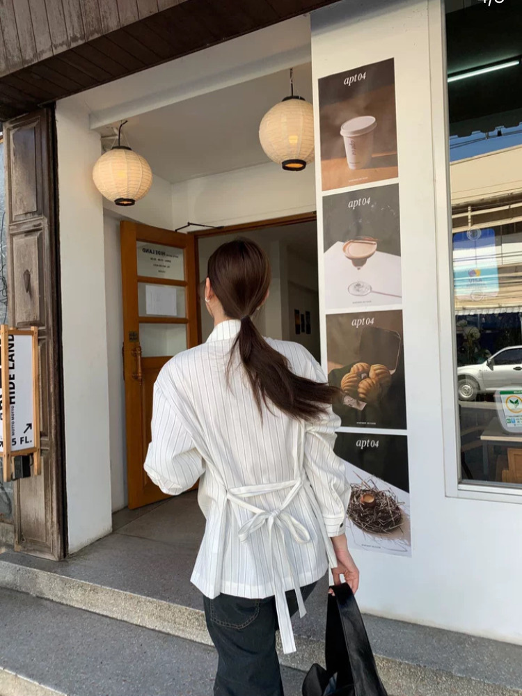 カシュクールストライプシャツ