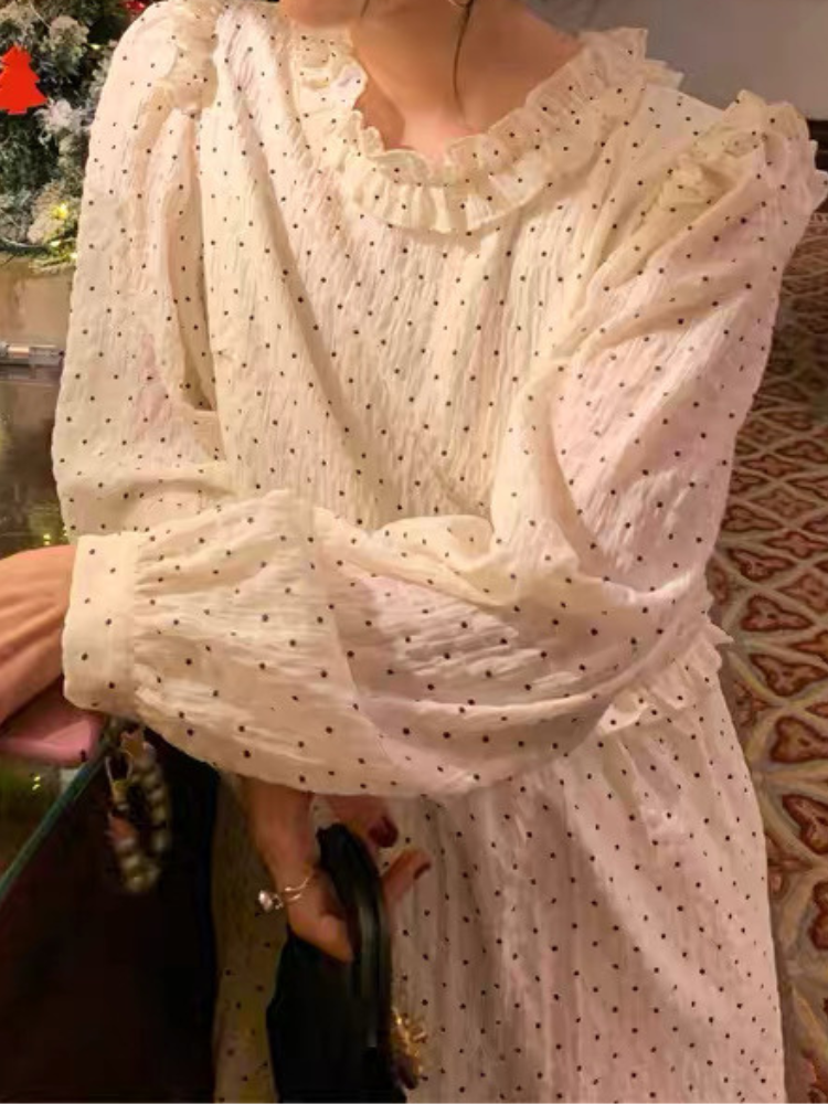 フラワーフリルロングワンピース