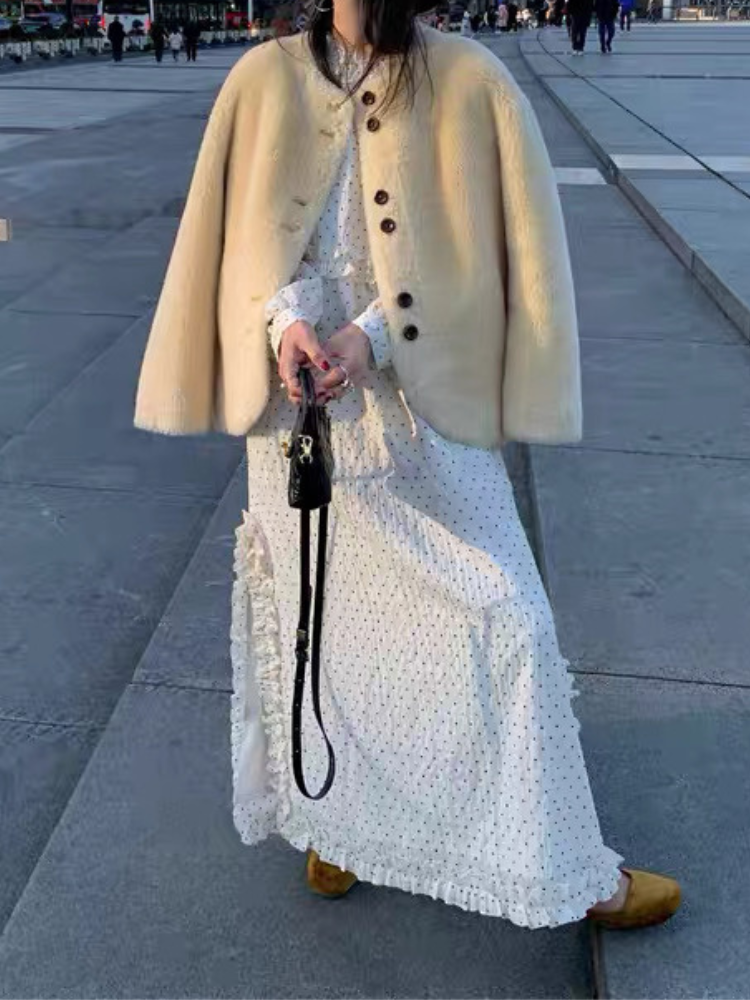 フラワーフリルロングワンピース