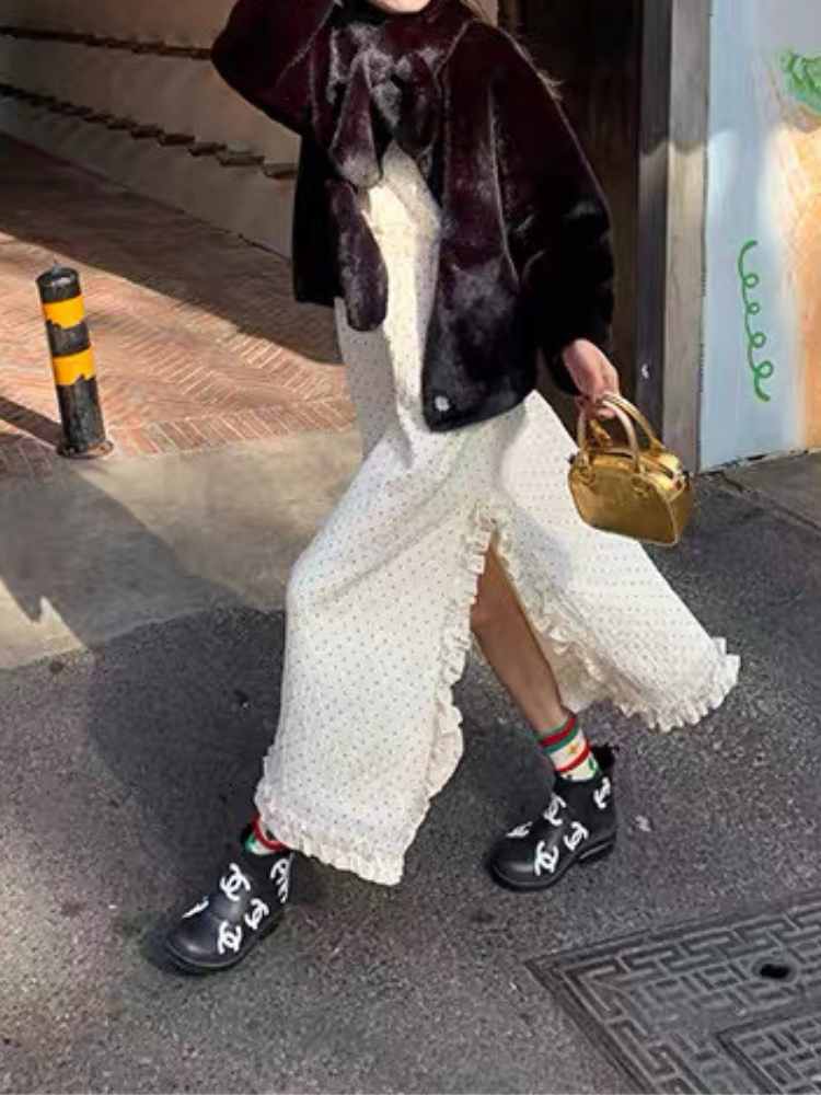 フラワーフリルロングワンピース