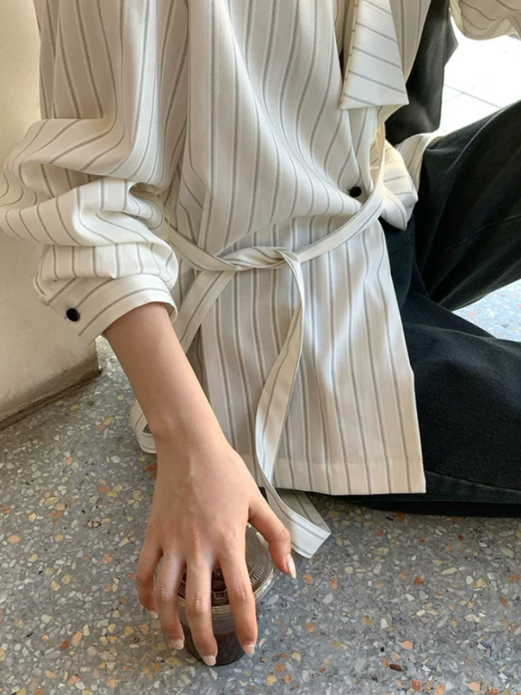 カシュクールストライプシャツ