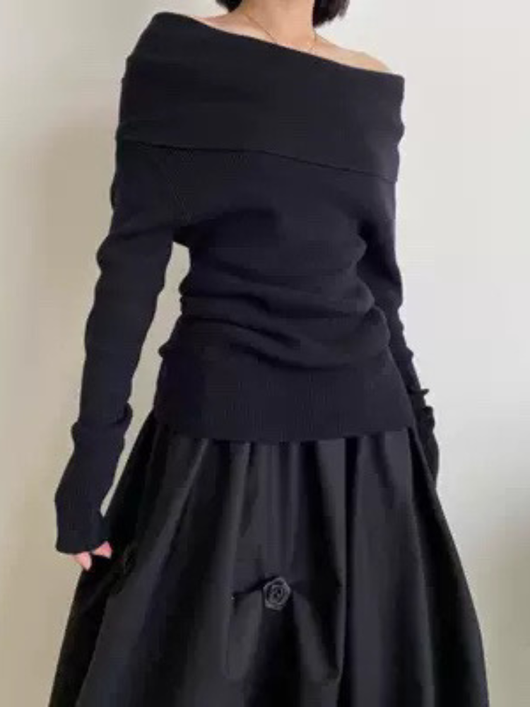 オフショルスリムフィットニット