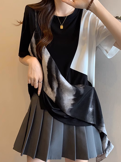 アシンメトリーブロックTシャツ