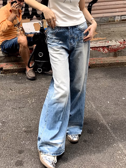 グラデーションカラーオールドデニムジーンズ