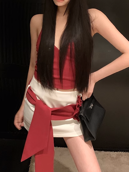 フラワーベルトミニスカート