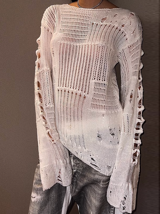 ロングスリーブダメージニット