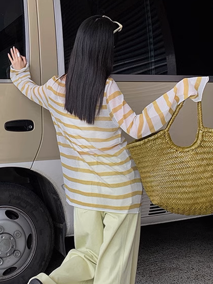 シースルーストライプニット