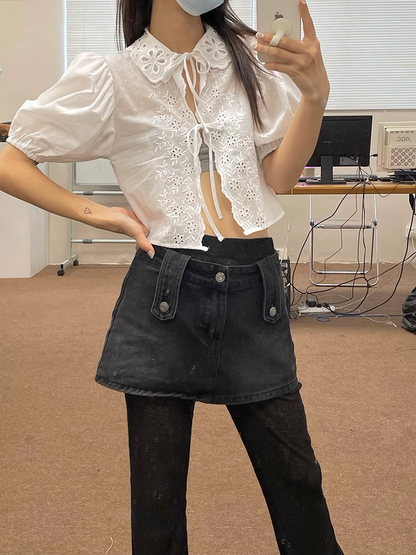 パフスリーブストラップトップス