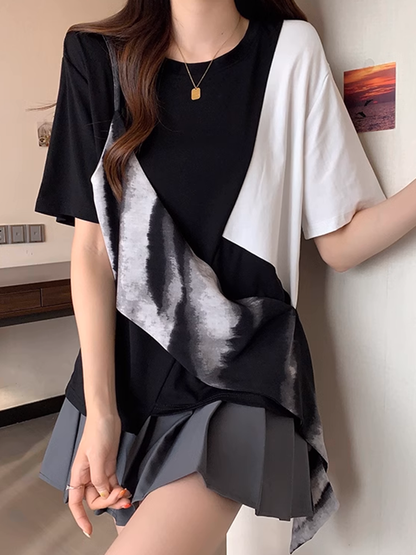 アシンメトリーブロックTシャツ