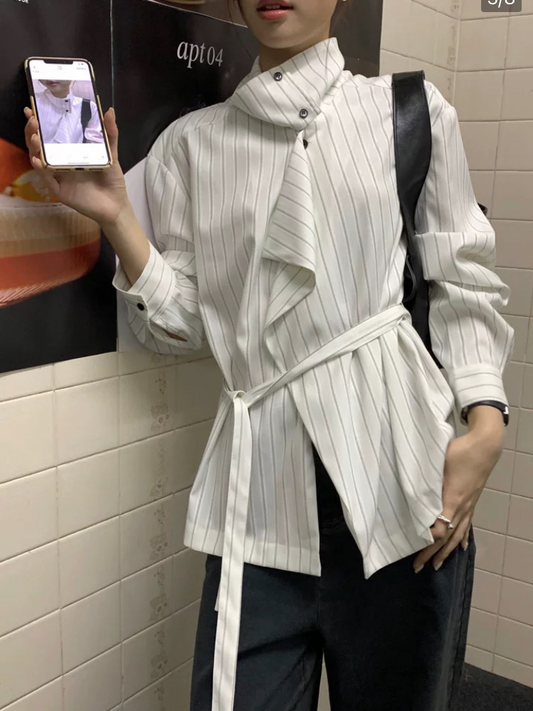 カシュクールストライプシャツ